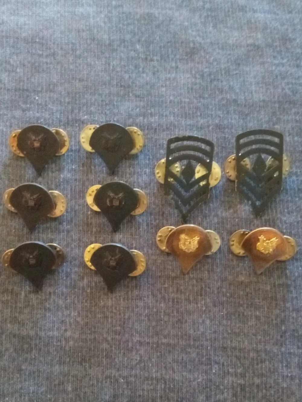 LOT: Vintage US Army Subdued Rank Insignia Pins Vietnam Era
